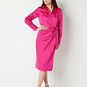 Worthington Long Sleeve Midi Wrap Dress